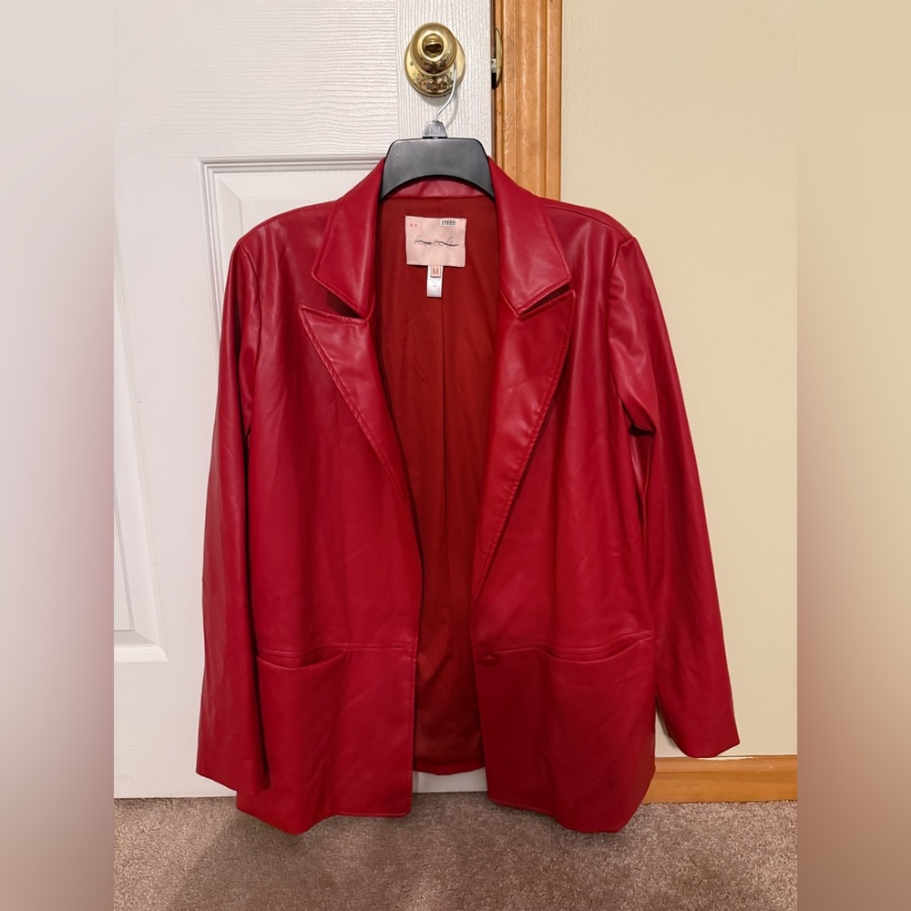 Hutch Red Faux Leather Jacket